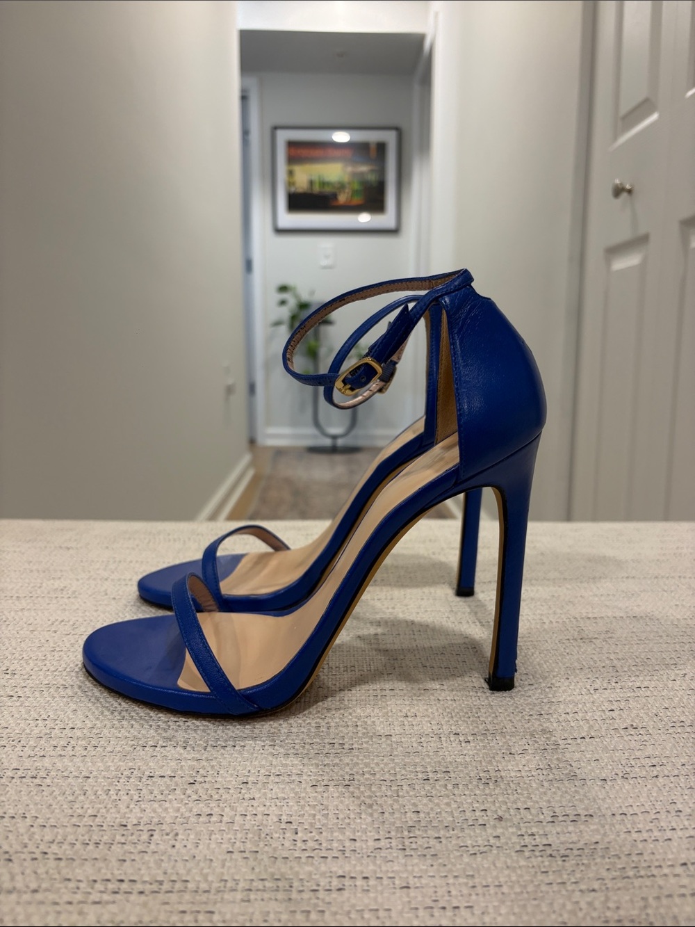 Stuart Weitzman Nudist 115 Stiletto Sandals – Cobalt Blue | Size 7.5 (Fits 8)